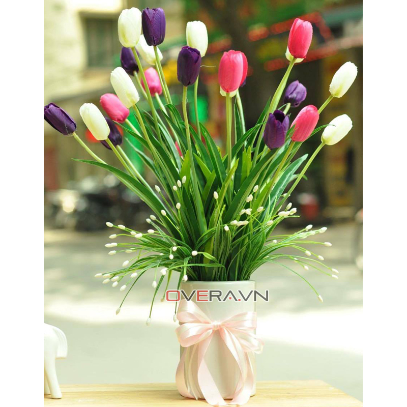 Hoa tulip lụa cao cấp HL091